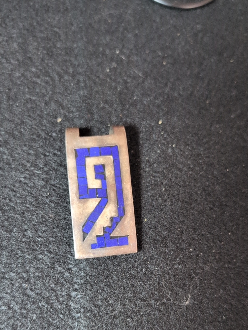 Men's Blue Inlay Sterling SilverMoney Clip